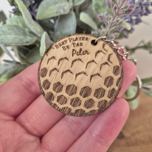Engraved Wooden Golf Keyring