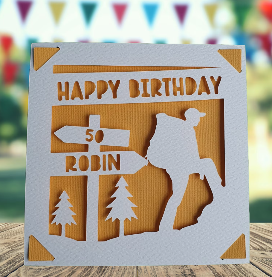 Hiking Personalised Birthday Card