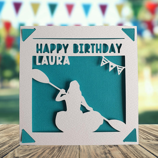 Kayak Personalised Birthday Card