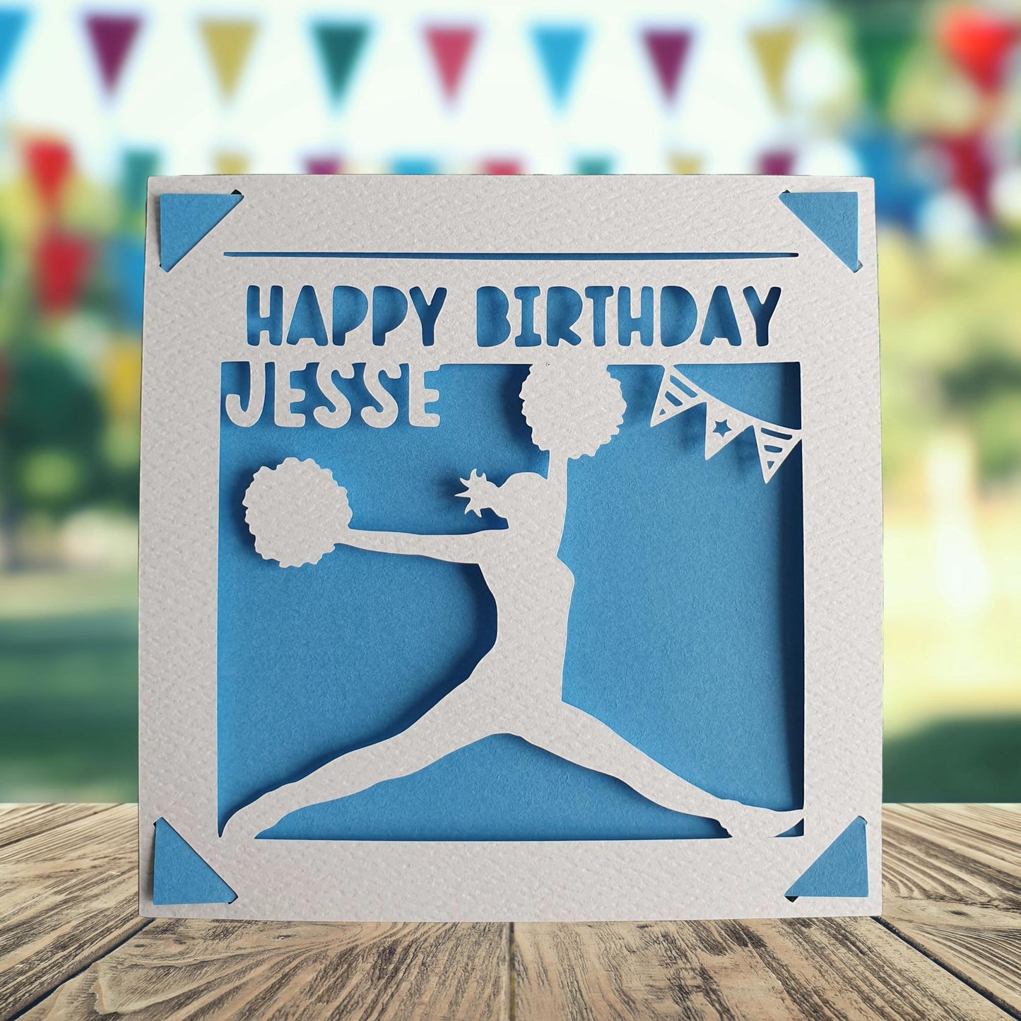 Cheerleader Happy Birthday Personalised Papercut Card