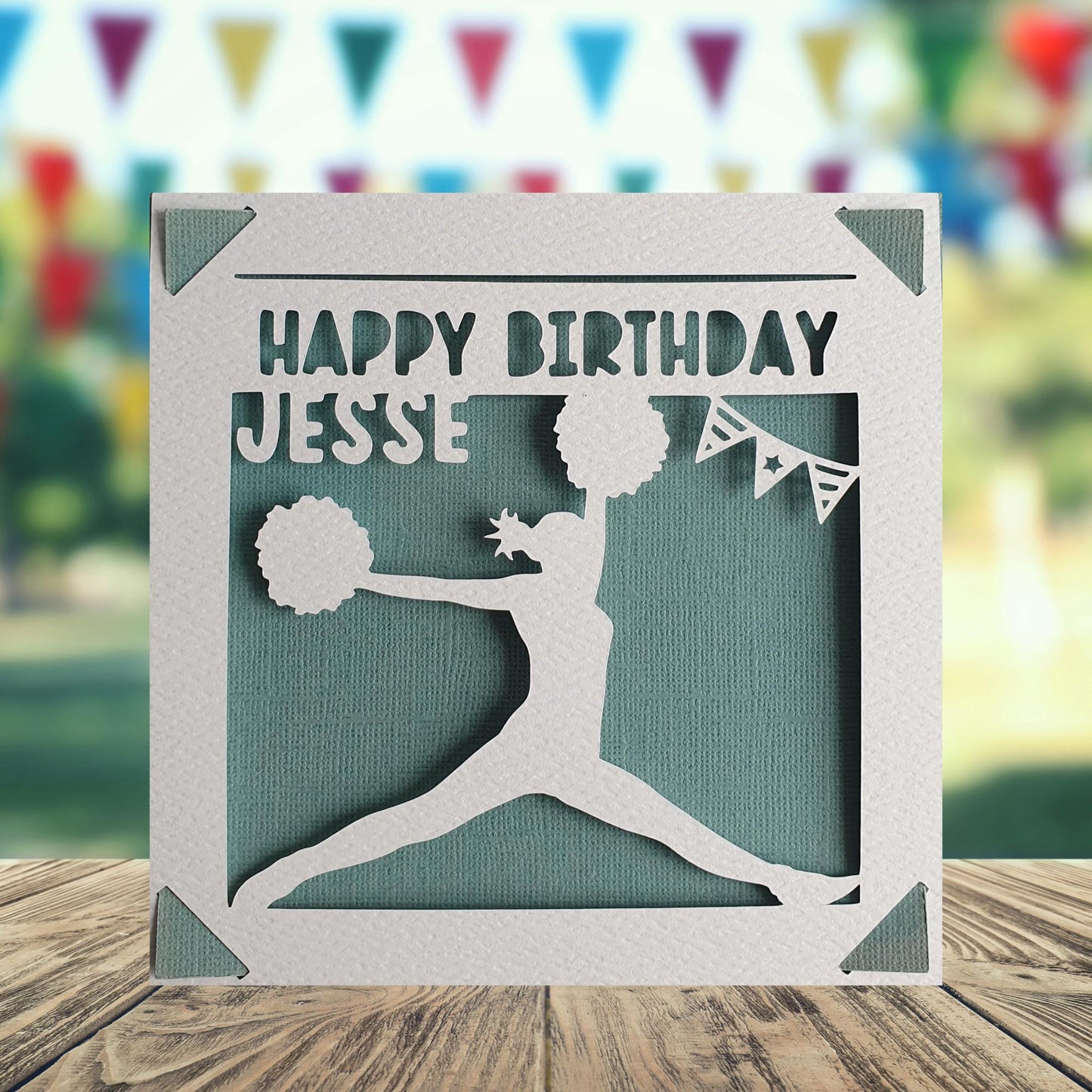 Cheerleader Happy Birthday Personalised Papercut Card