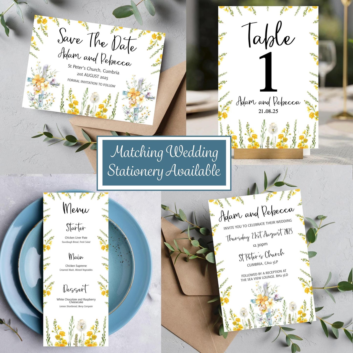 Wild Flowers Church Set Wedding Menu