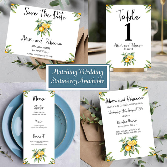 Italian Lemon Themed Wedding Menu