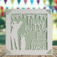 A personalised golfing birthday card for someone who loves golf. The card is fully customisable with the recipient's name. The card features a figure playing golf, with their golf club, bag and a cut out of a golf hole with flag. The background colour is light green.