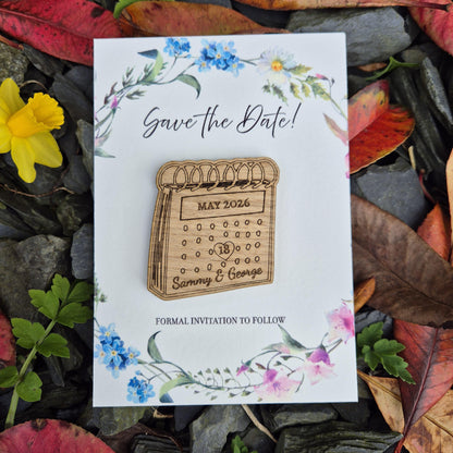 Calendar Wooden Save the Date Magnet