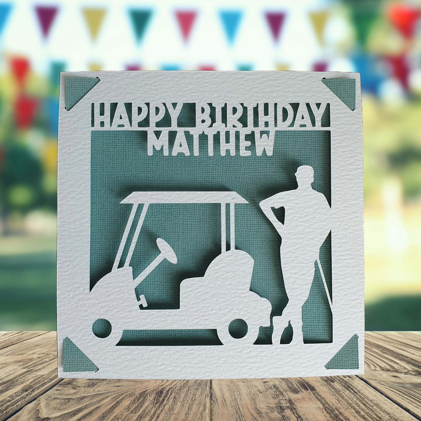 Golf Buggy Personalised Birthday Card