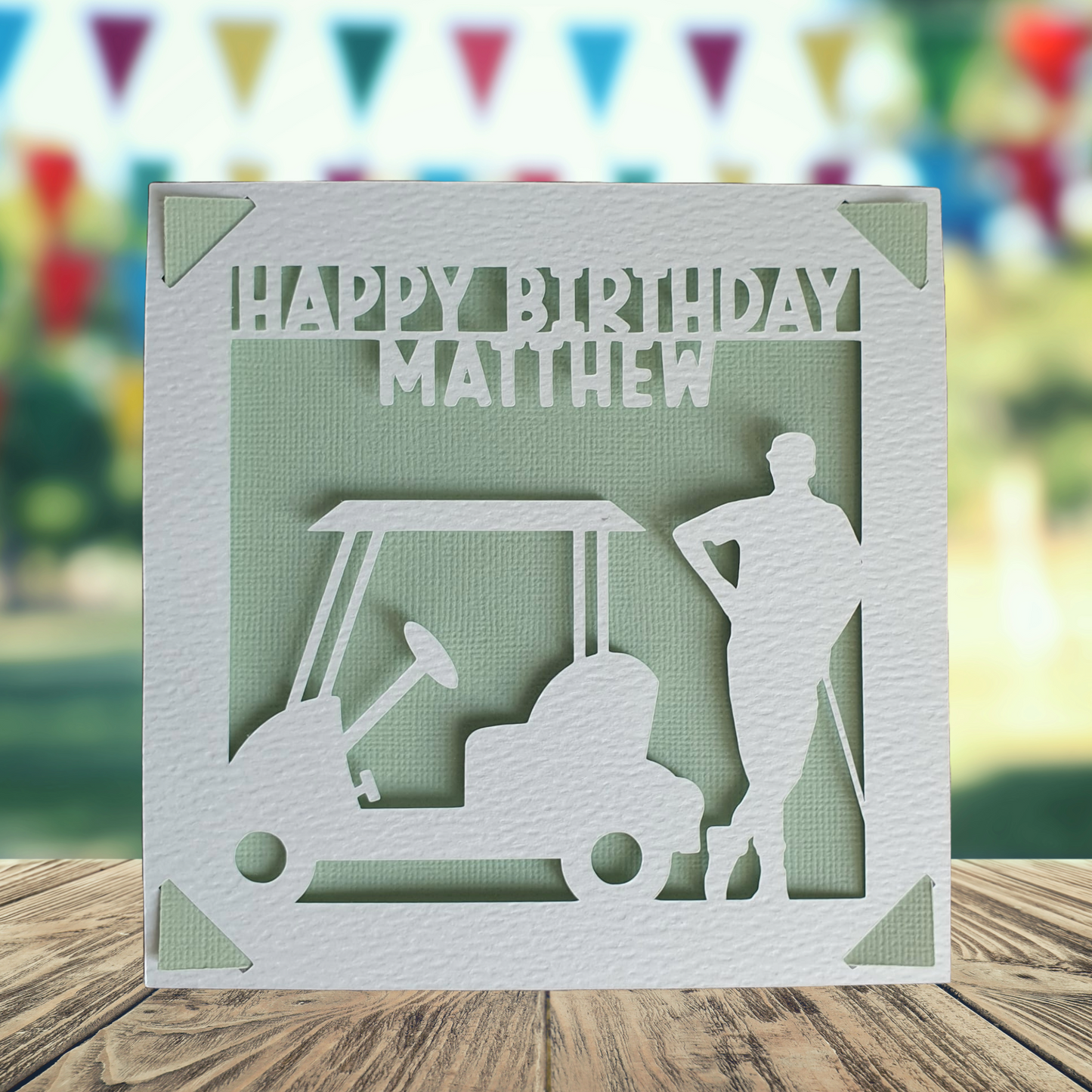 Golf Buggy Personalised Birthday Card