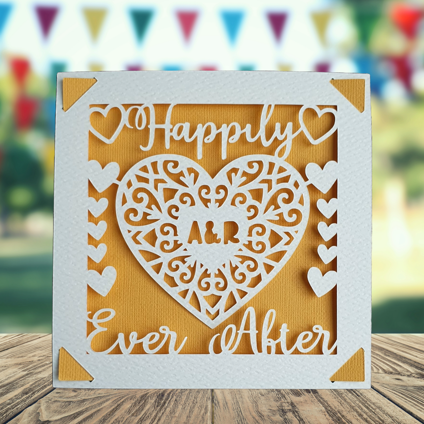 Wedding Happily Ever After Hearts Personalised Card