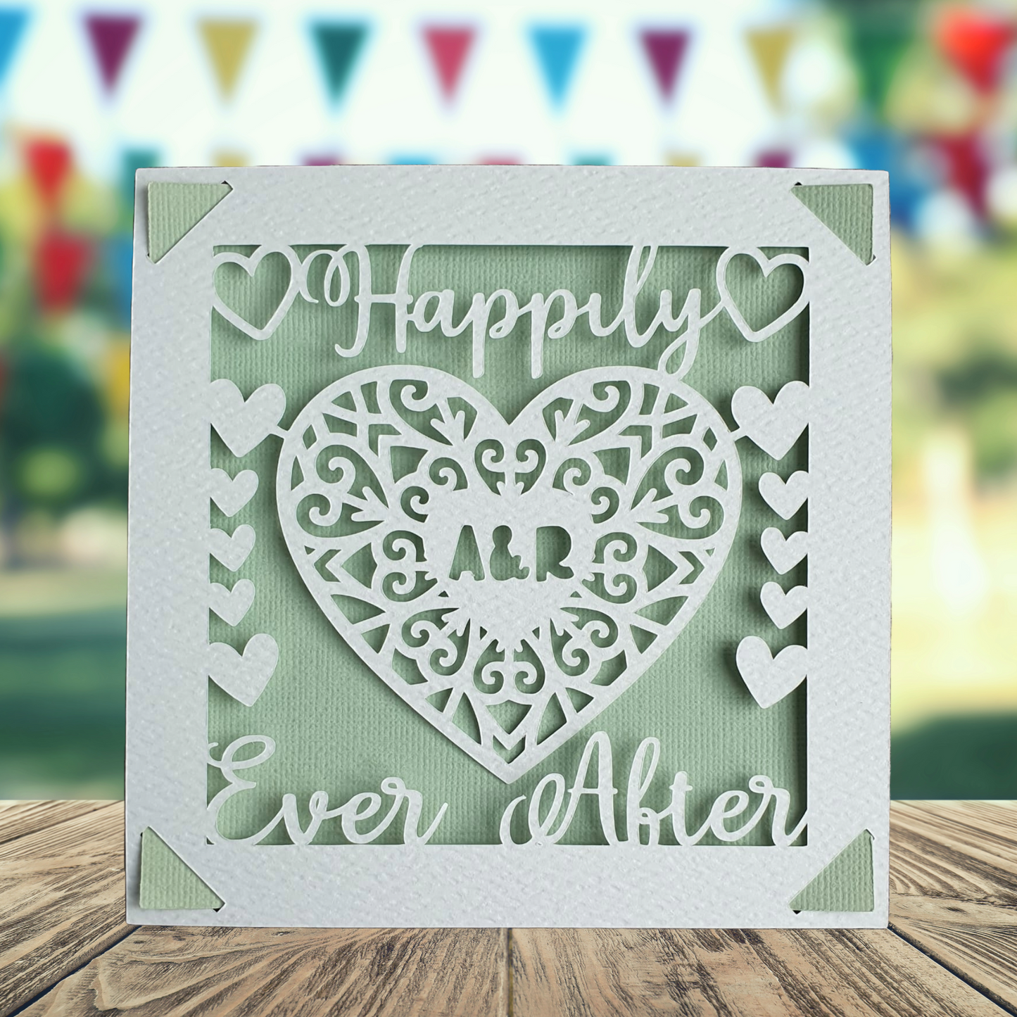 Wedding Happily Ever After Hearts Personalised Card