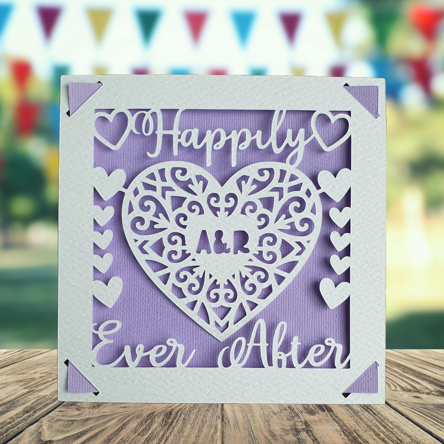 Wedding Happily Ever After Hearts Personalised Card