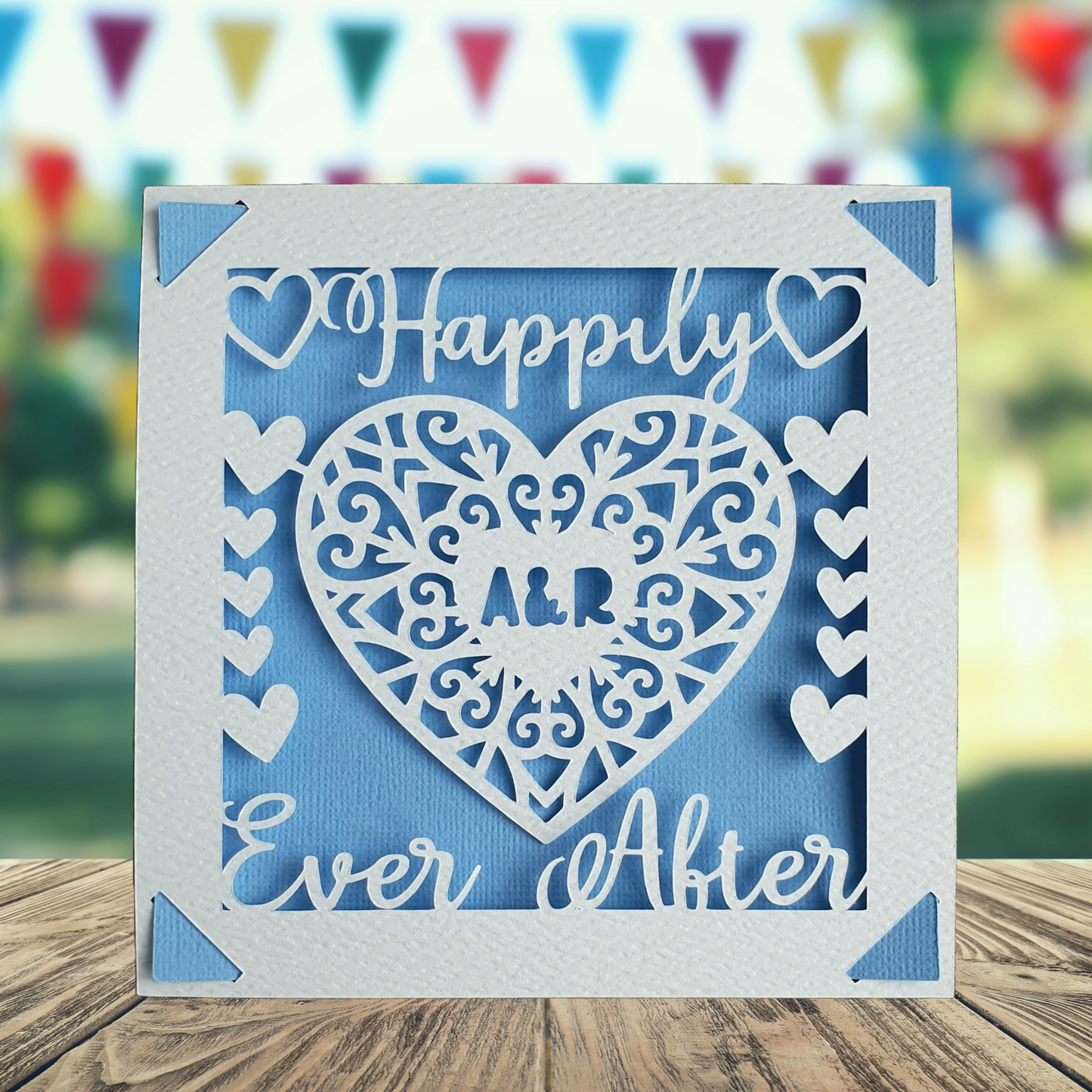 Wedding Happily Ever After Hearts Personalised Card