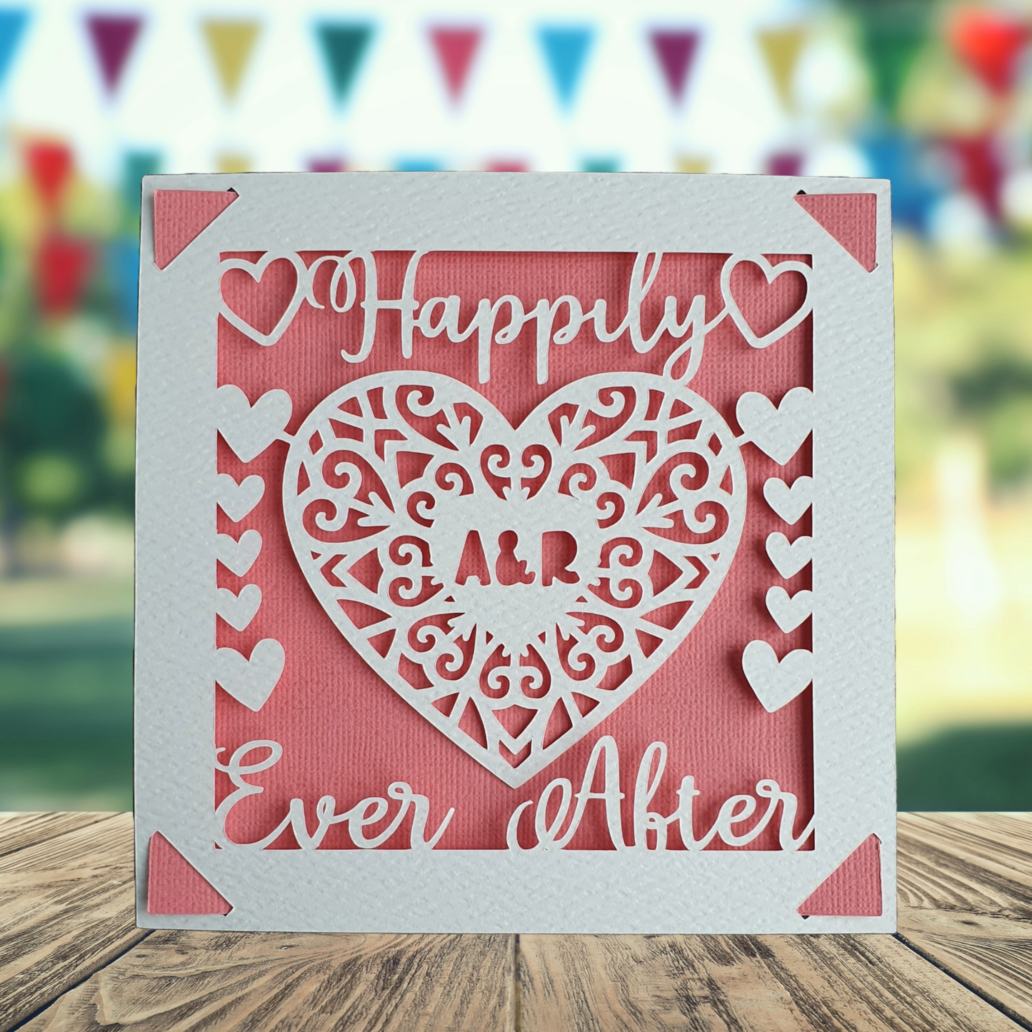 Wedding Happily Ever After Hearts Personalised Card