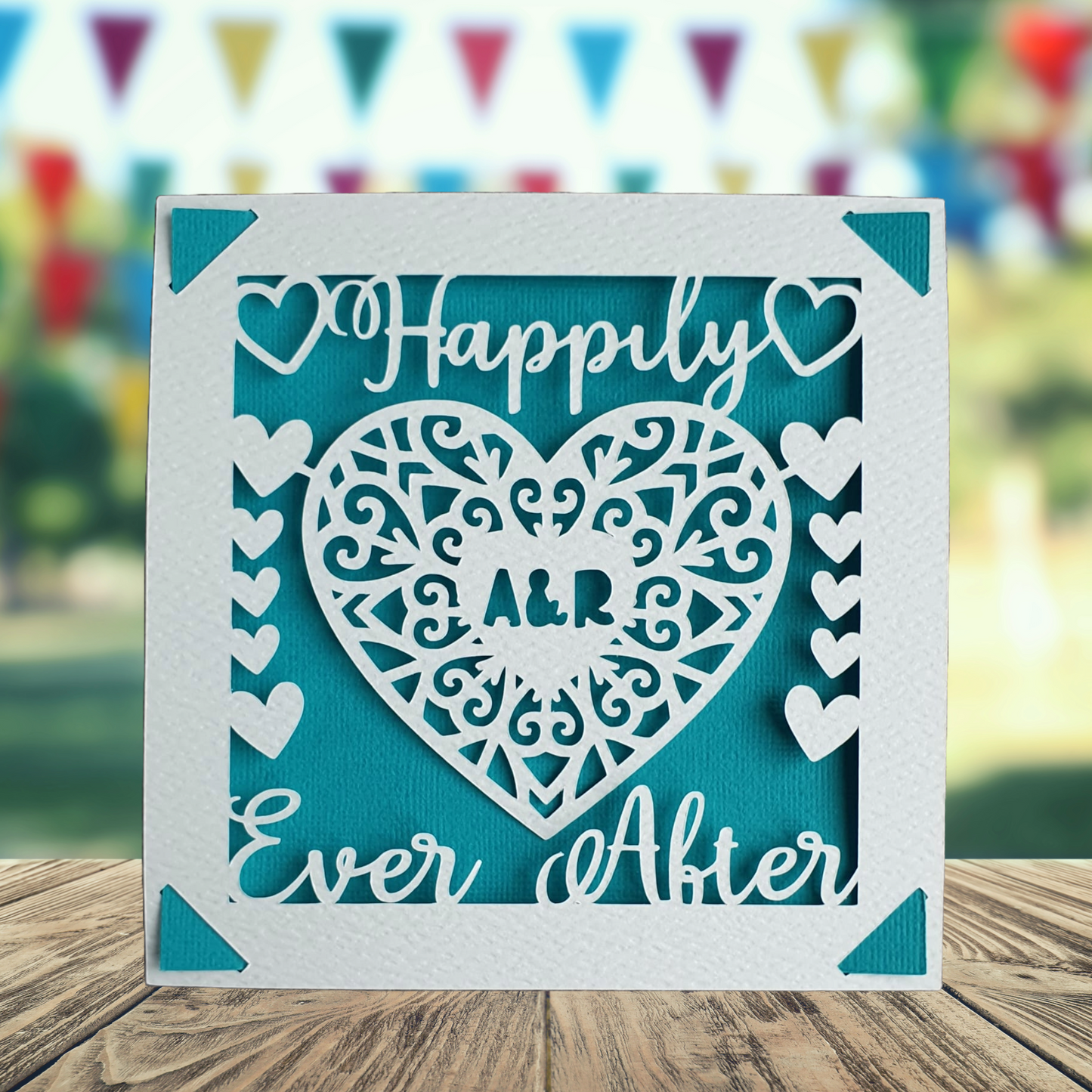 Wedding Happily Ever After Hearts Personalised Card