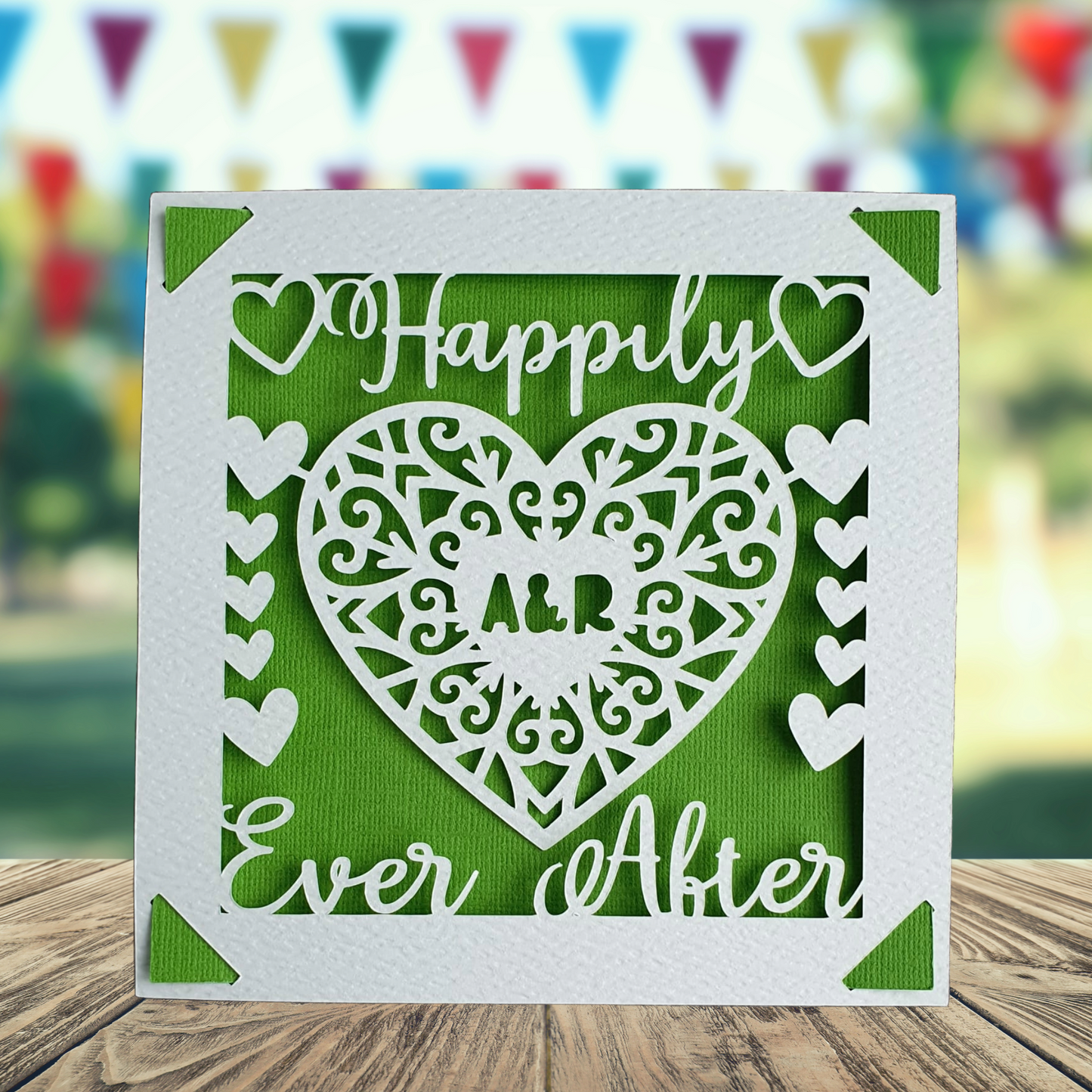 Wedding Happily Ever After Hearts Personalised Card