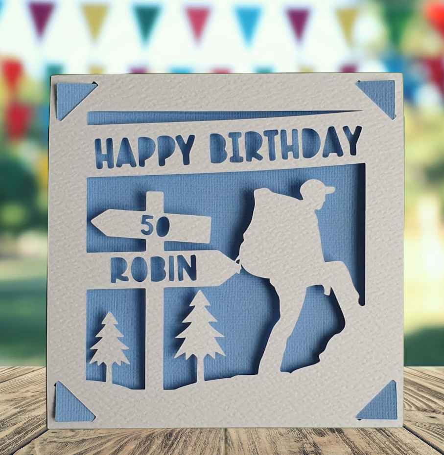 Hiking Personalised Birthday Card