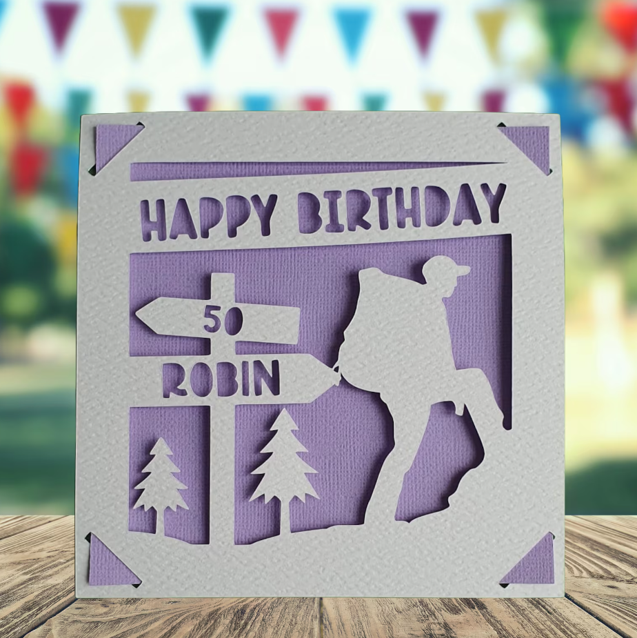 Hiking Personalised Birthday Card