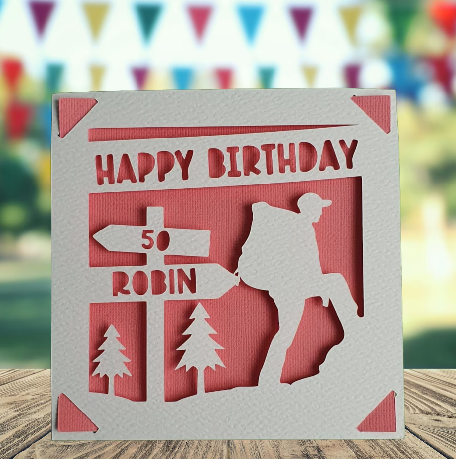 Hiking Personalised Birthday Card