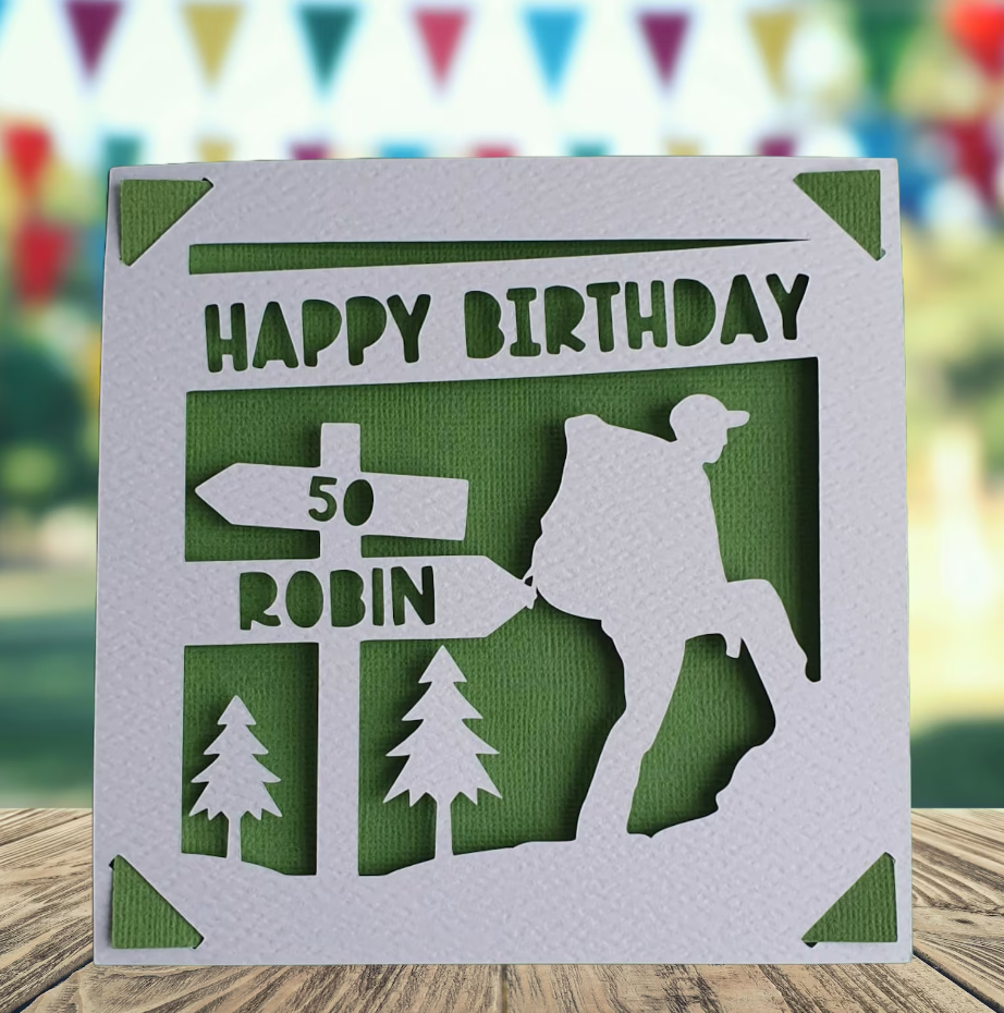 Hiking Personalised Birthday Card