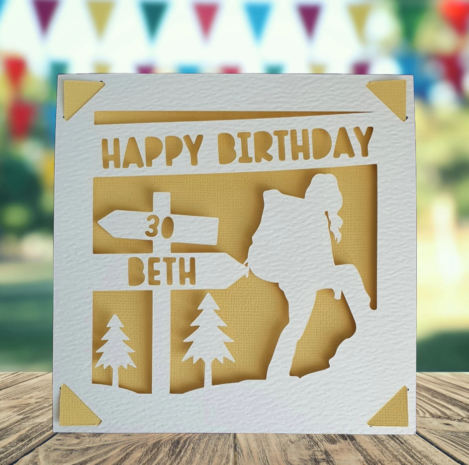 Female Hiking Personalised Birthday Card