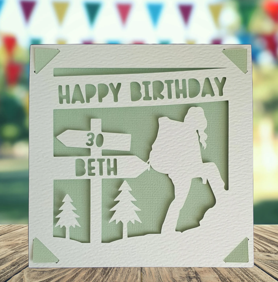 Female Hiking Personalised Birthday Card