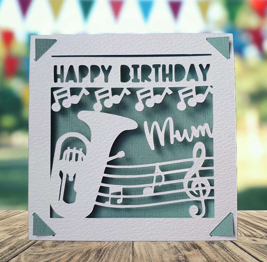 Brass Band Horn Personalised Birthday Card