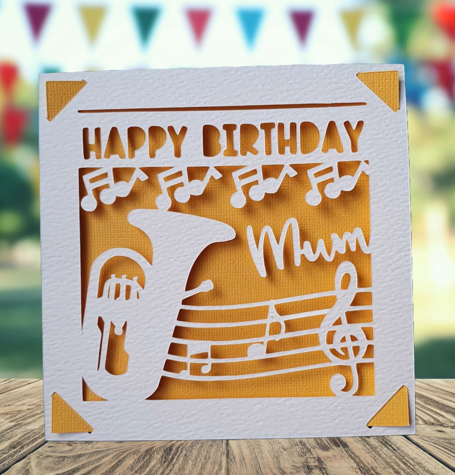 Brass Band Horn Personalised Birthday Card