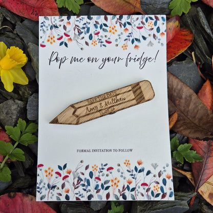 Pencil Save the Date Wooden Magnet