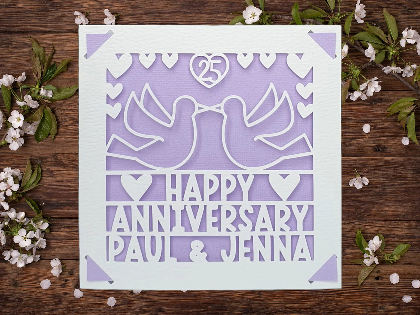 Happy Anniversary Doves Papercut Personalised Card