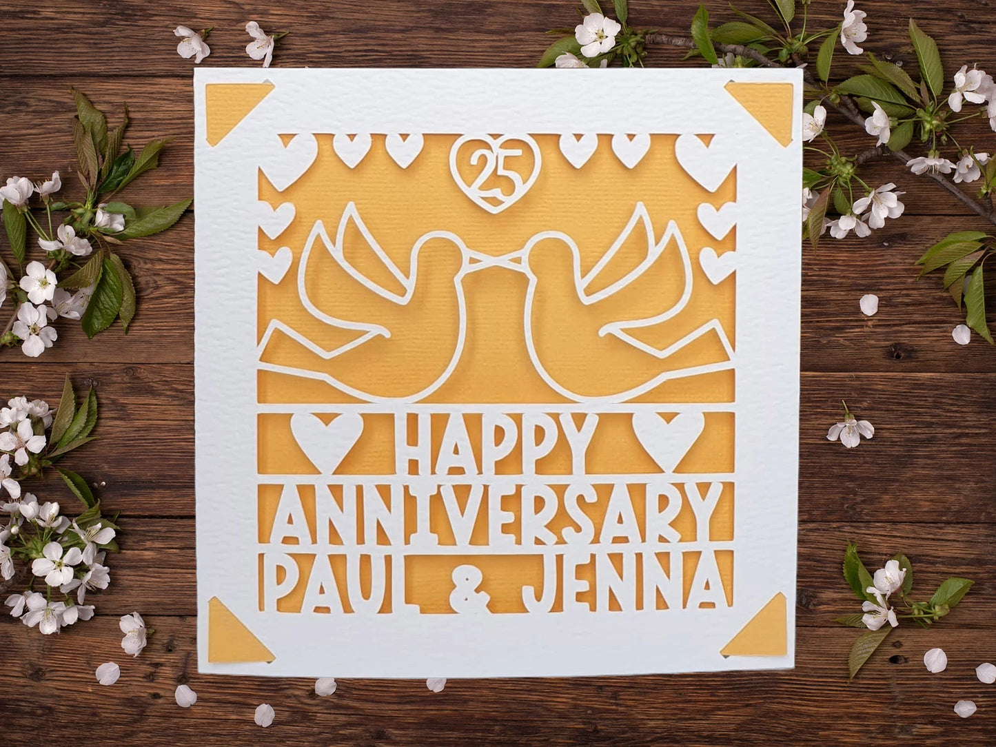 Happy Anniversary Doves Papercut Personalised Card