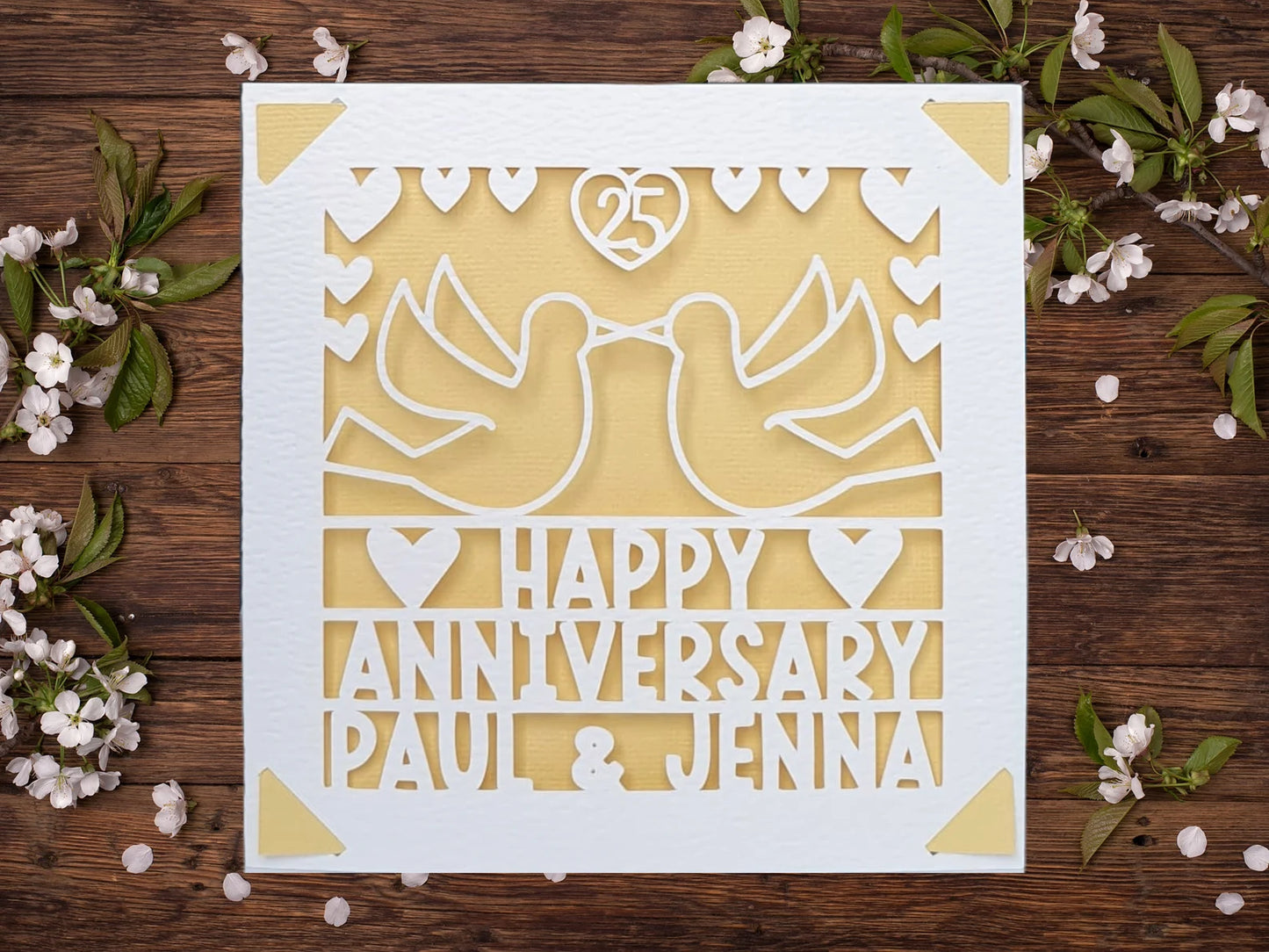 Happy Anniversary Doves Papercut Personalised Card