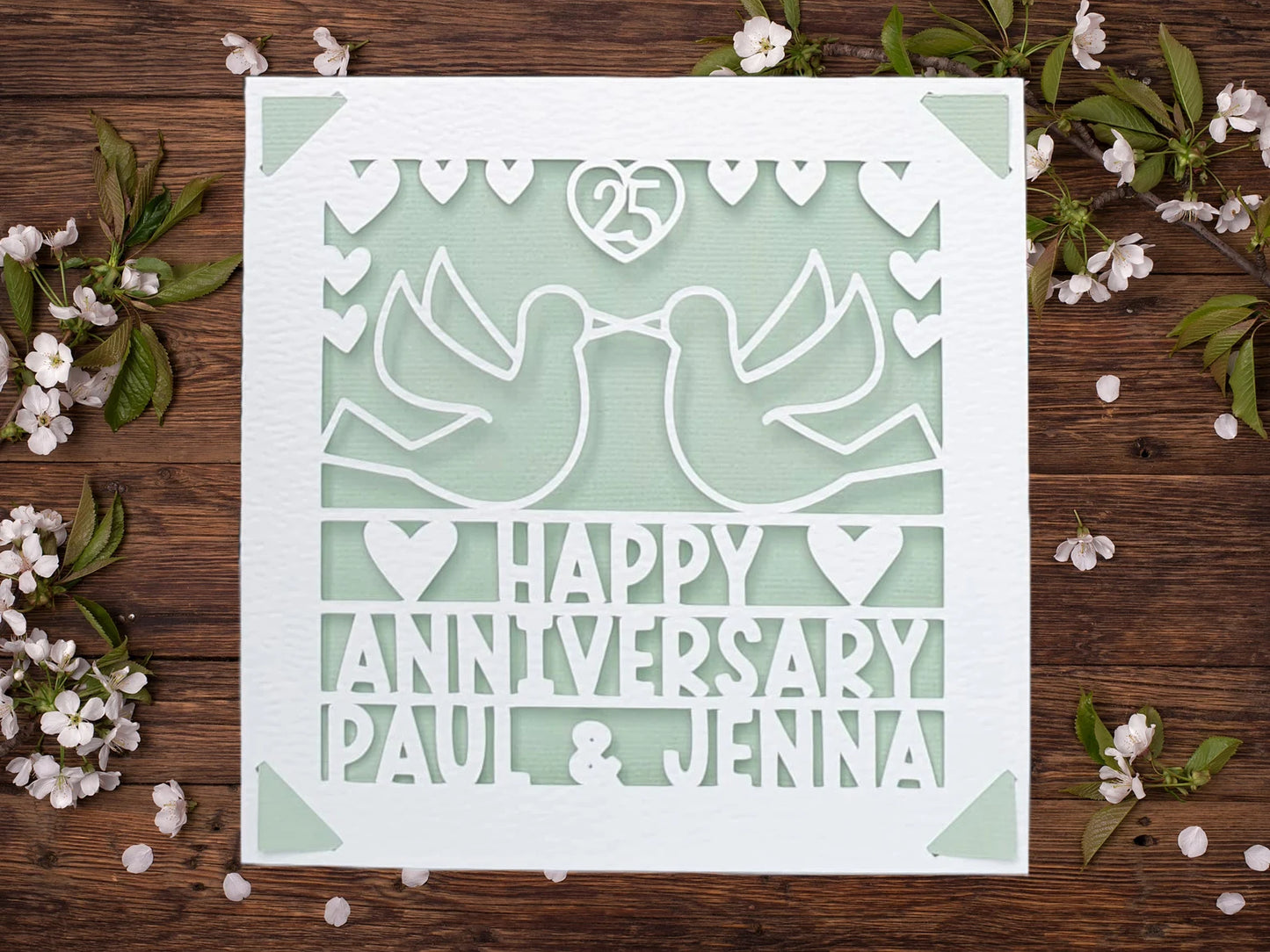 Happy Anniversary Doves Papercut Personalised Card