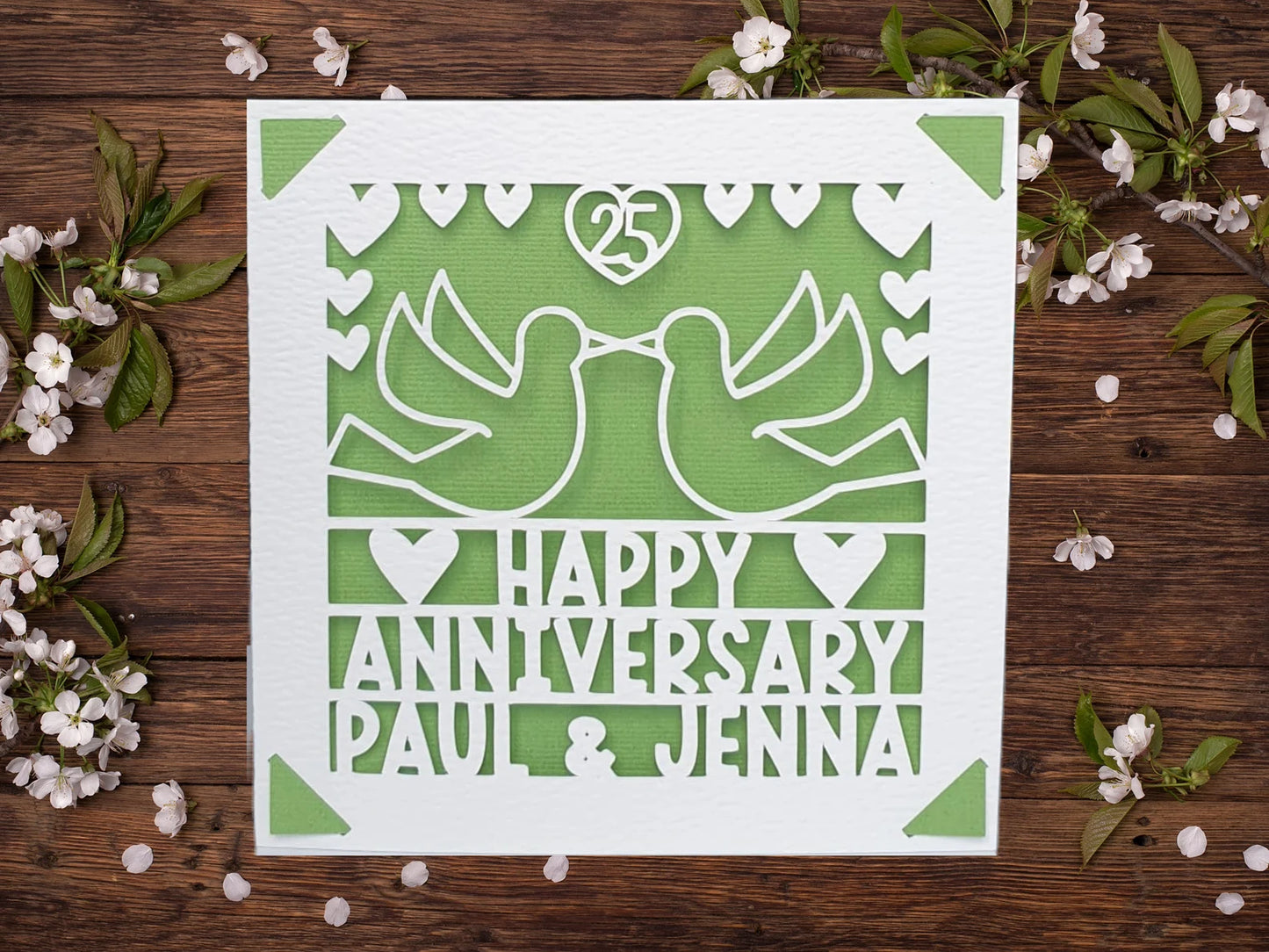 Happy Anniversary Doves Papercut Personalised Card