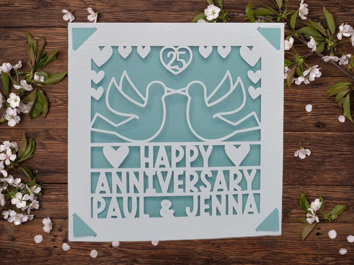 Happy Anniversary Doves Papercut Personalised Card