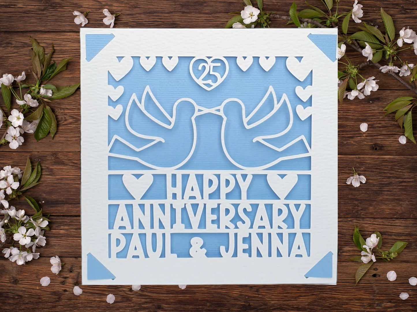 Happy Anniversary Doves Papercut Personalised Card