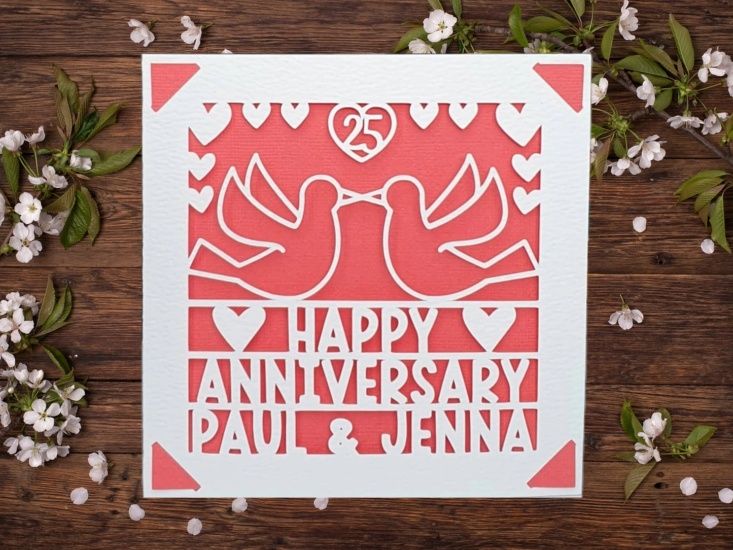 Happy Anniversary Doves Papercut Personalised Card