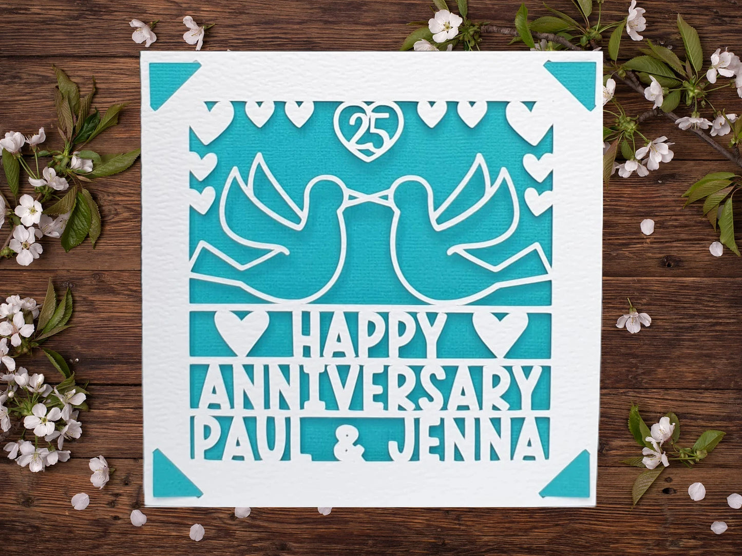 Happy Anniversary Doves Papercut Personalised Card