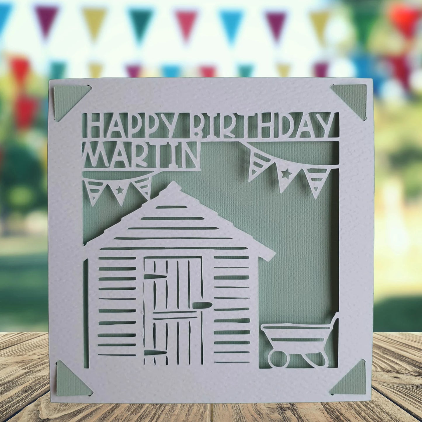 Gardening Shed Personalised Birthday Card