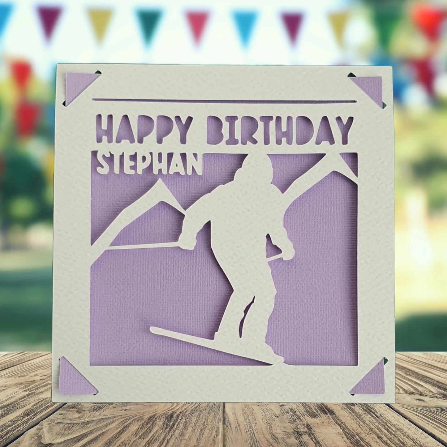 Personalised Skiing Birthday Card