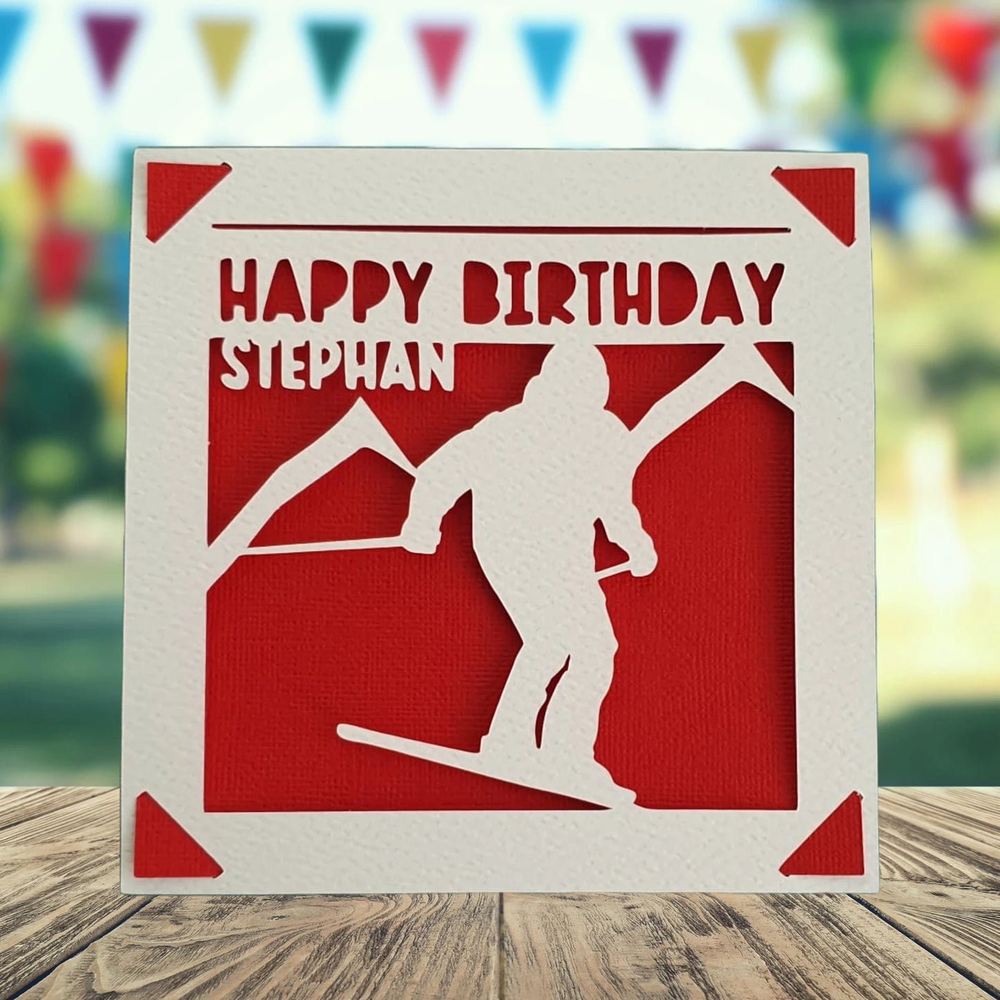 Personalised Skiing Birthday Card