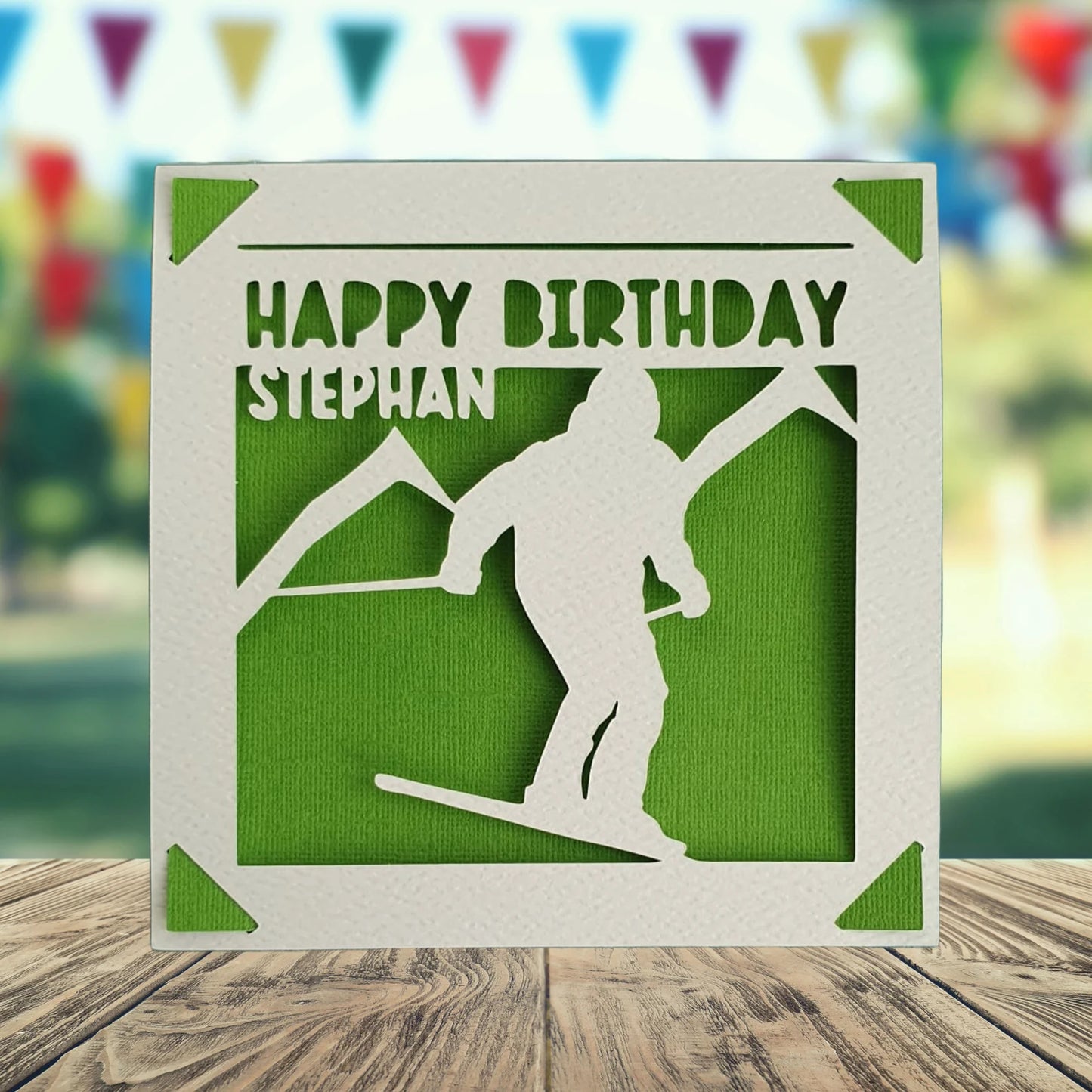 Personalised Skiing Birthday Card