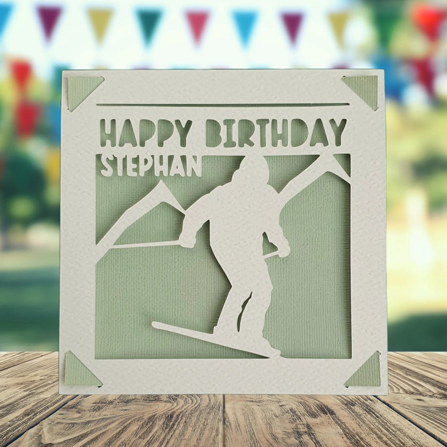 Personalised Skiing Birthday Card