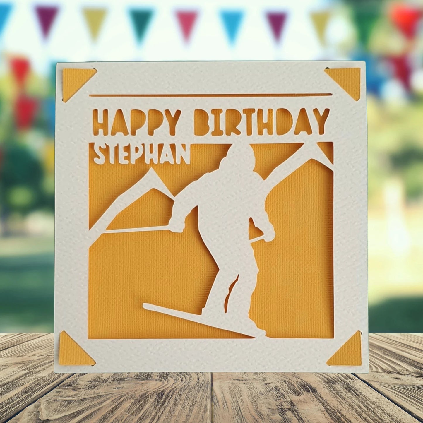 Personalised Skiing Birthday Card