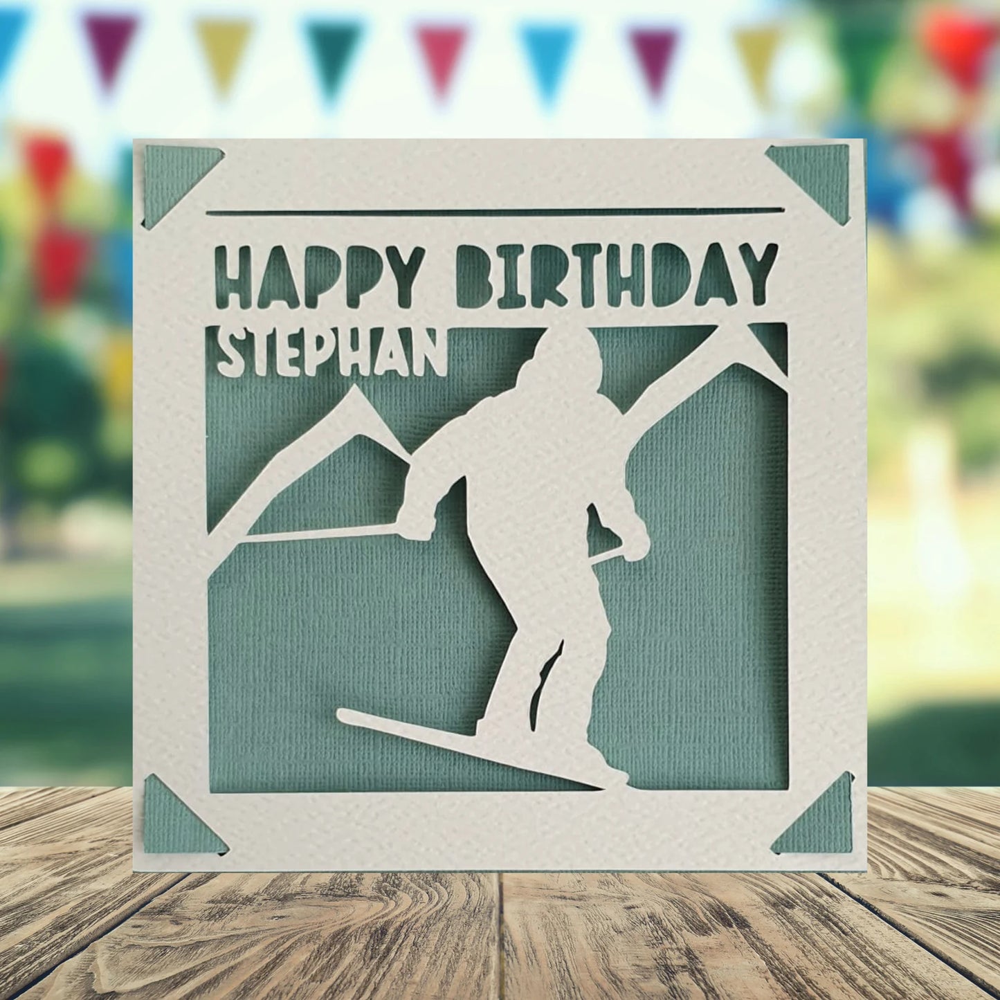 Personalised Skiing Birthday Card