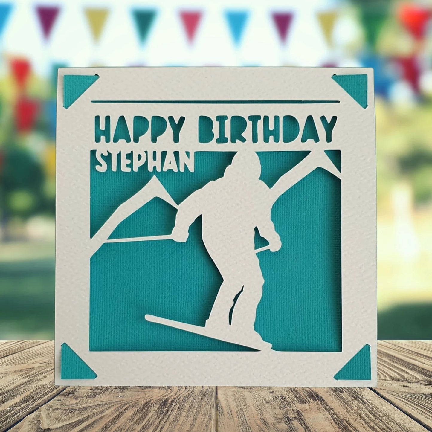 Personalised Skiing Birthday Card