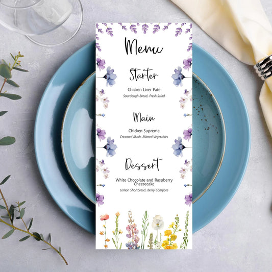 Wildflower Wedding Menu