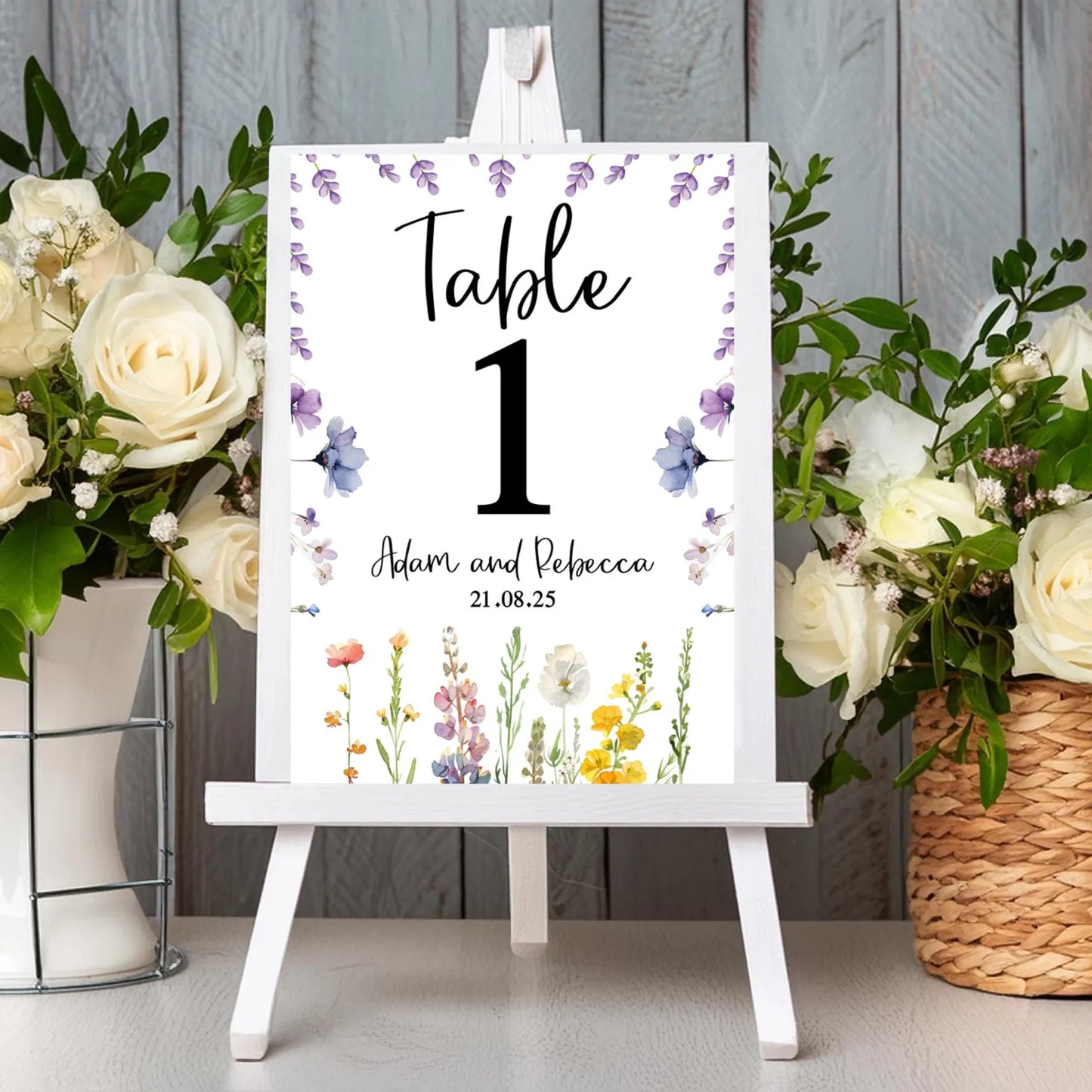 Wildflower Wedding Table Number