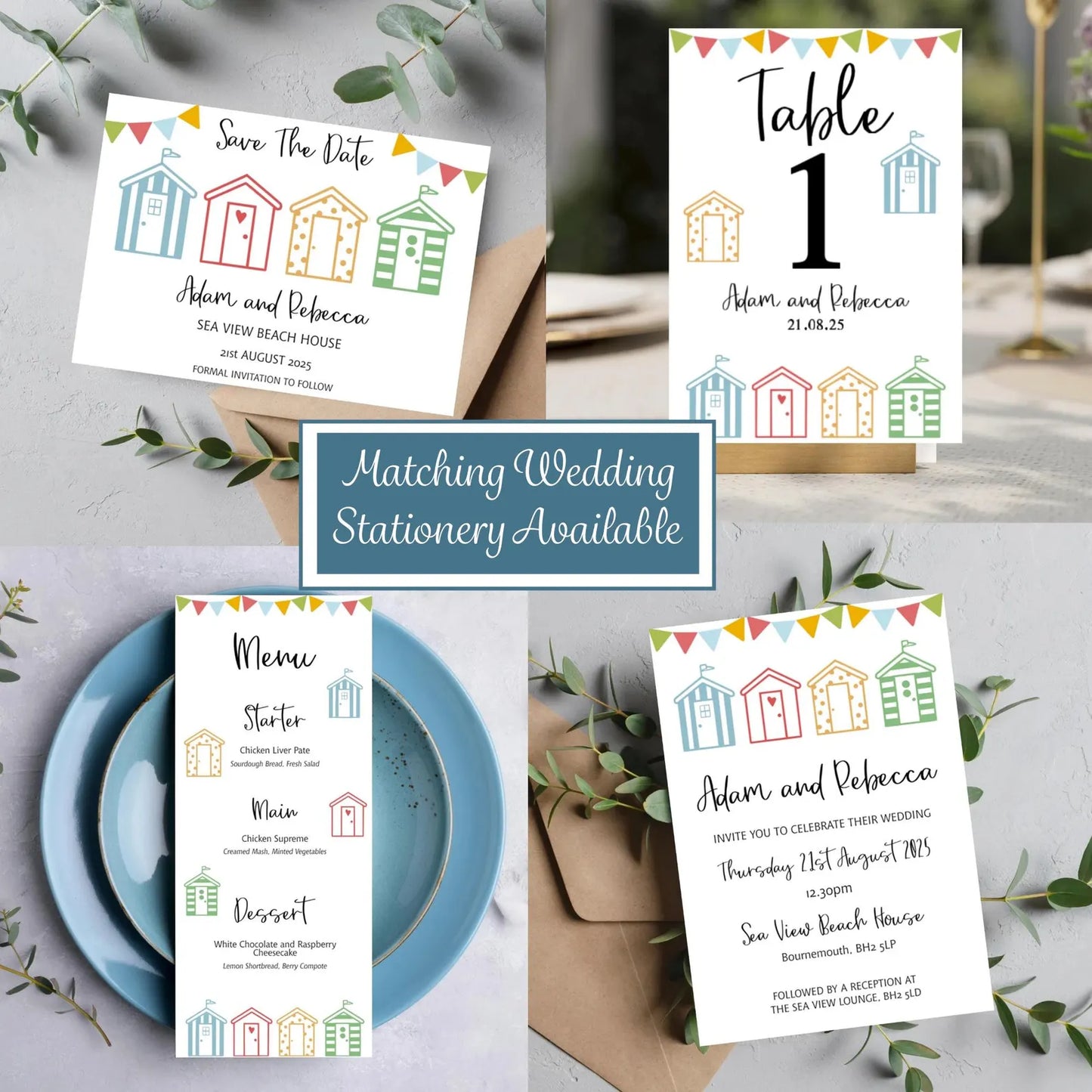 Beach Hut Themed Wedding Save The Date