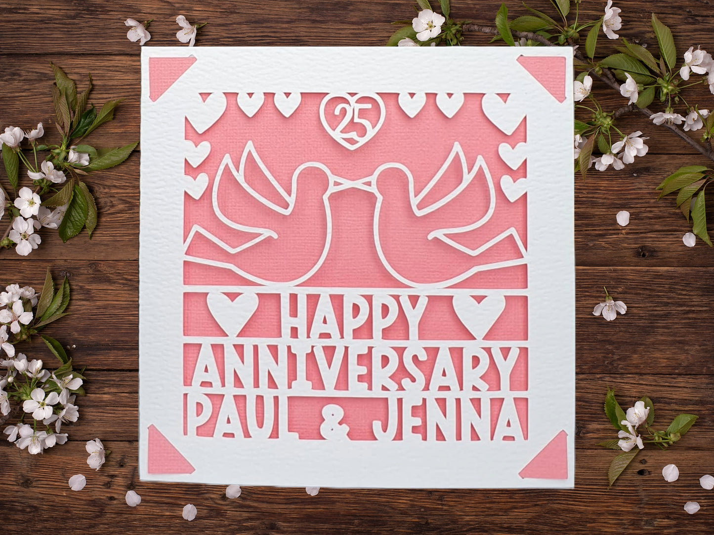 Happy Anniversary Doves Papercut Personalised Card