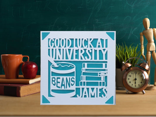 University Good Luck Funny Baked Beans Card