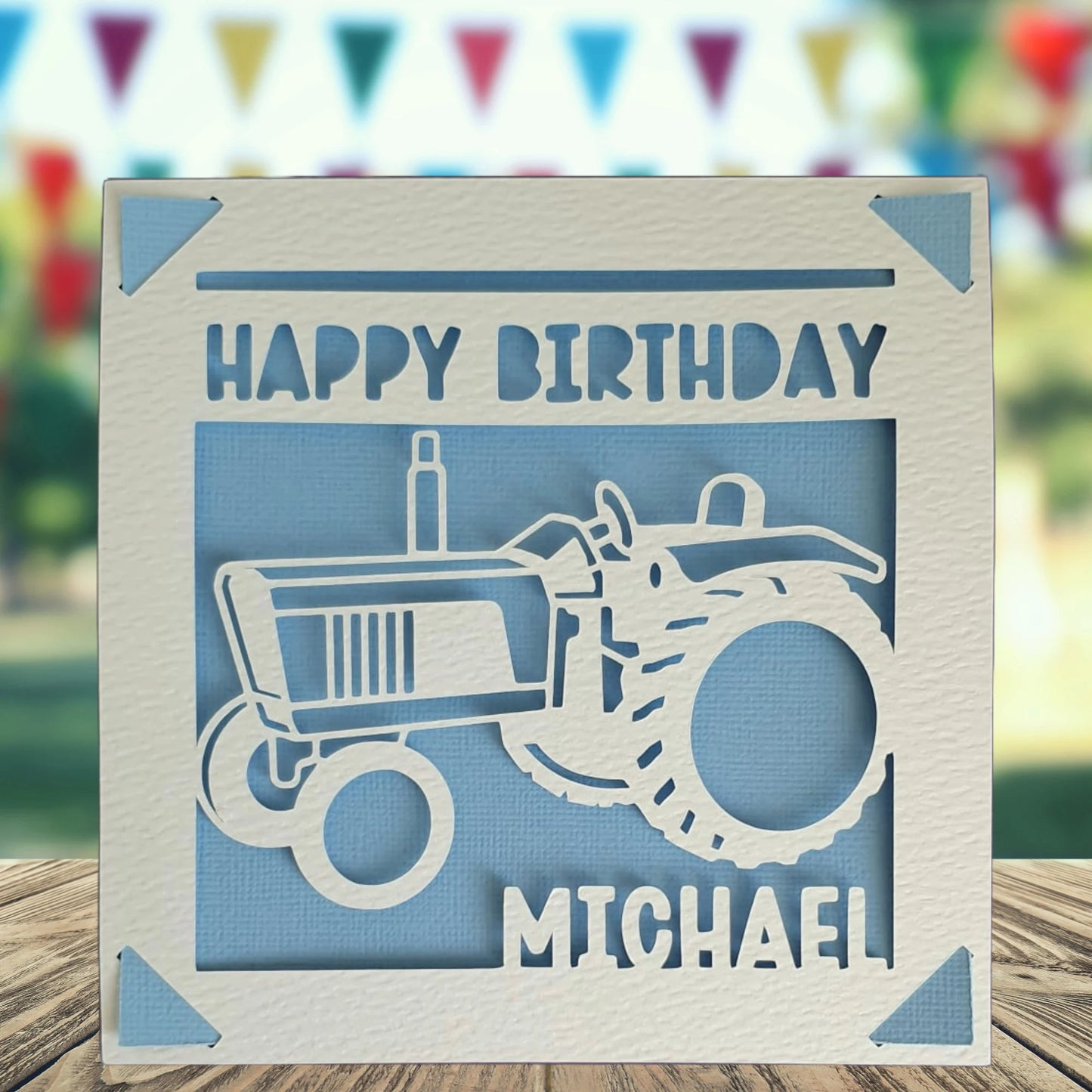 Tractor Happy Birthday Personalised Papercut Card